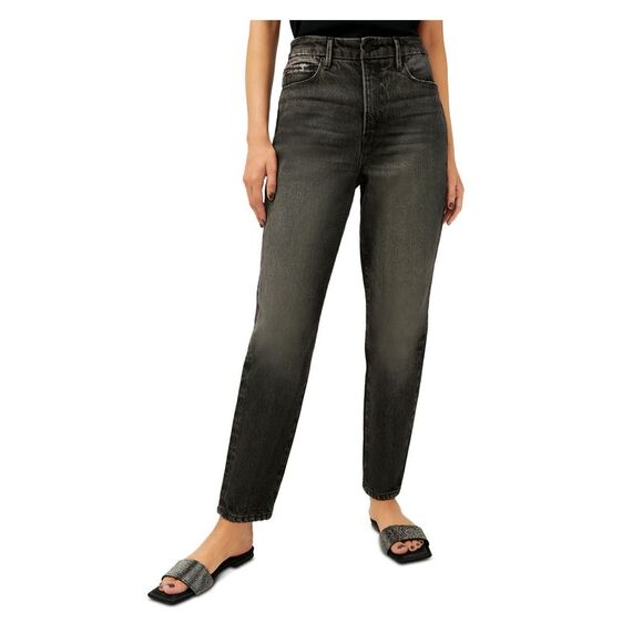 GOOD AMERICAN Womens Black Tapered Fit Ankle Length High Waist Jeans 4\27
